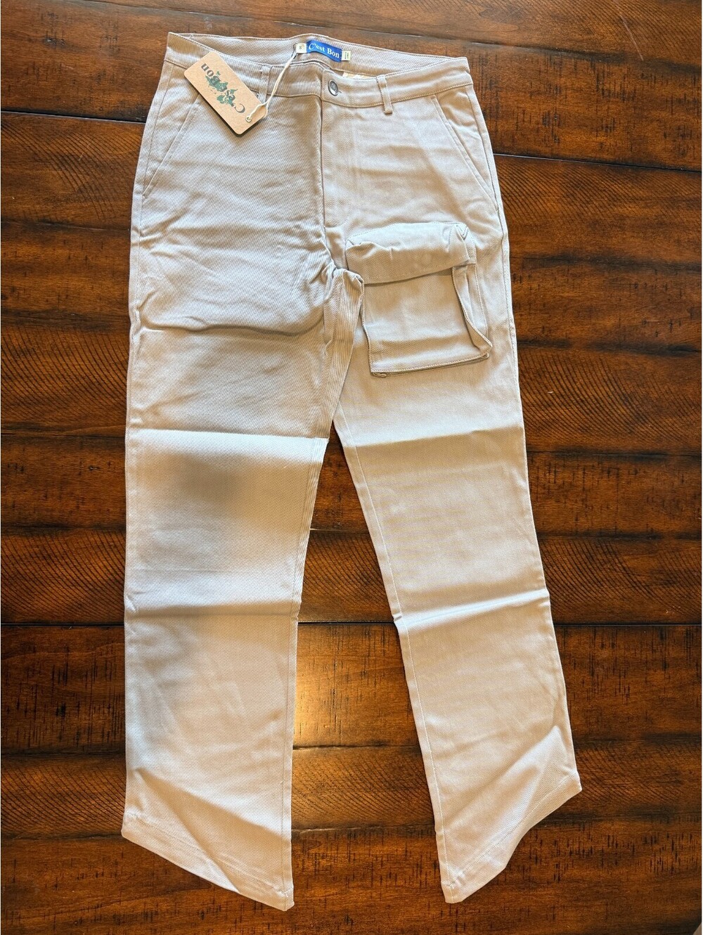 C'est Bon Work Pants Grey Cotton Cargo Asymmetrical Hem 34-SP22017 Size Small